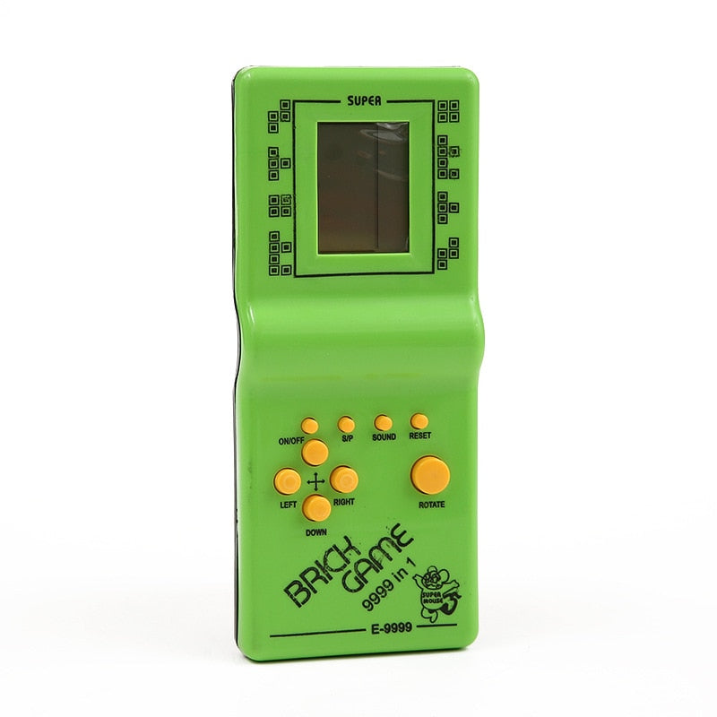 Klassinen käsikäyttöinen pelikone – Tetris-peli lasten pelikonsoli musiikkitoistolla, retrotyylinen viihdepelilaite