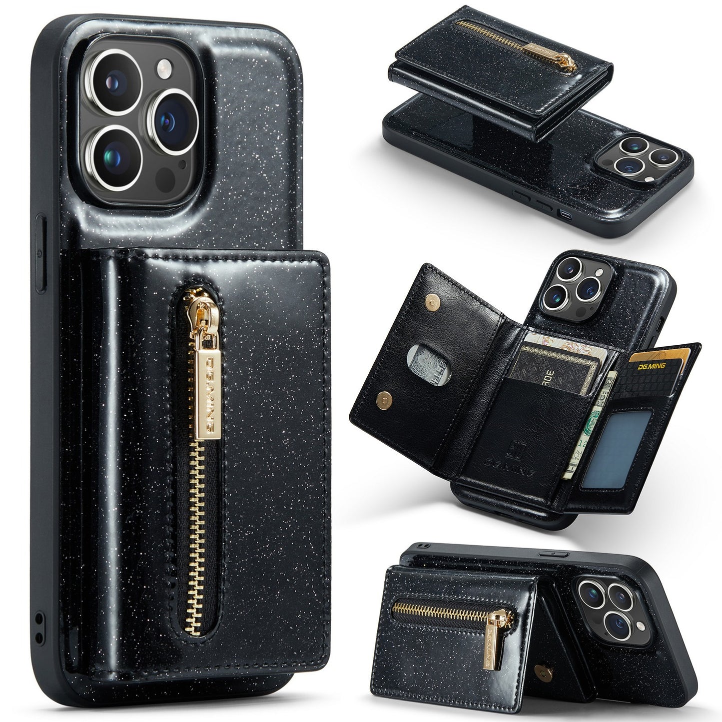 M3 iPhone 14 Pro Max Glitter Lompakkosuoja