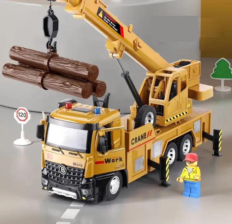 Suuri Nosturikranan Rakennusajoneuvomalli - Metallinen Diecast-Leikkiauto Äänillä ja Valoilla