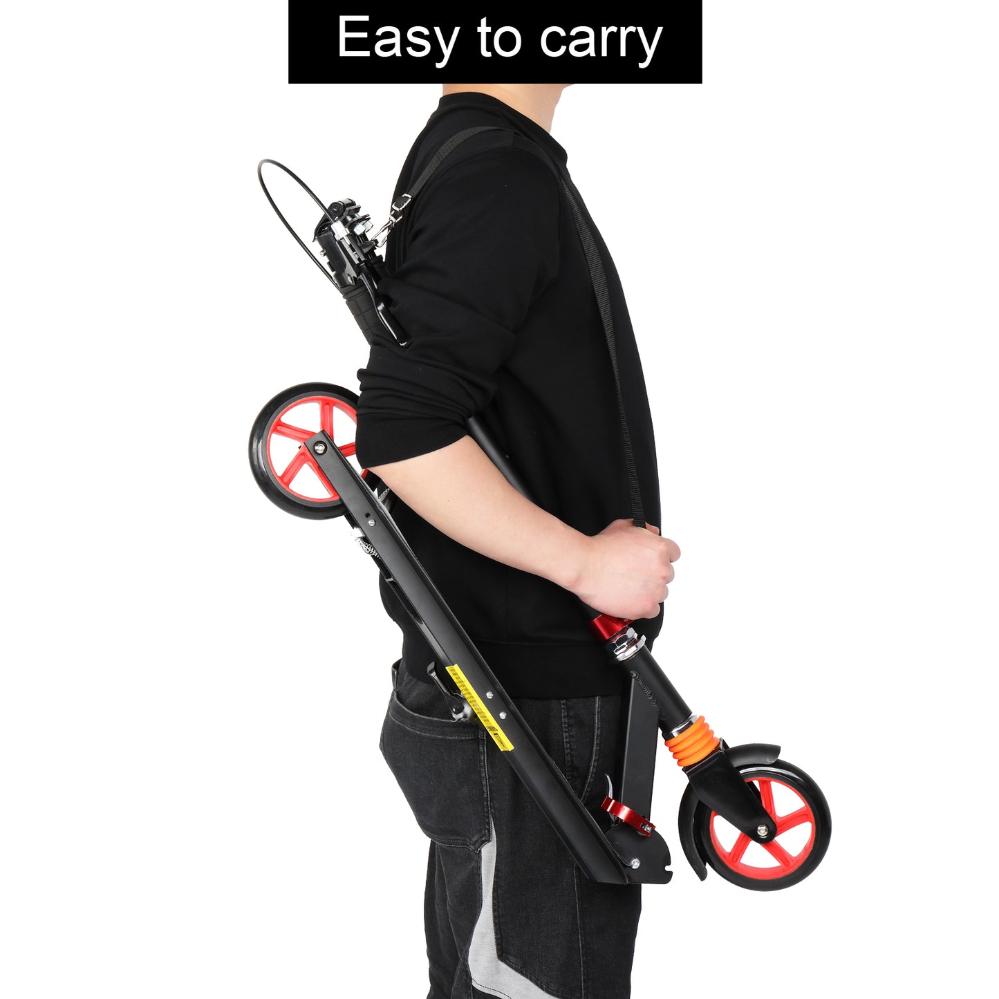 Scooter aikuisille ja nuorille, 3 korkeussäädettävää, helposti taittuva, punainen