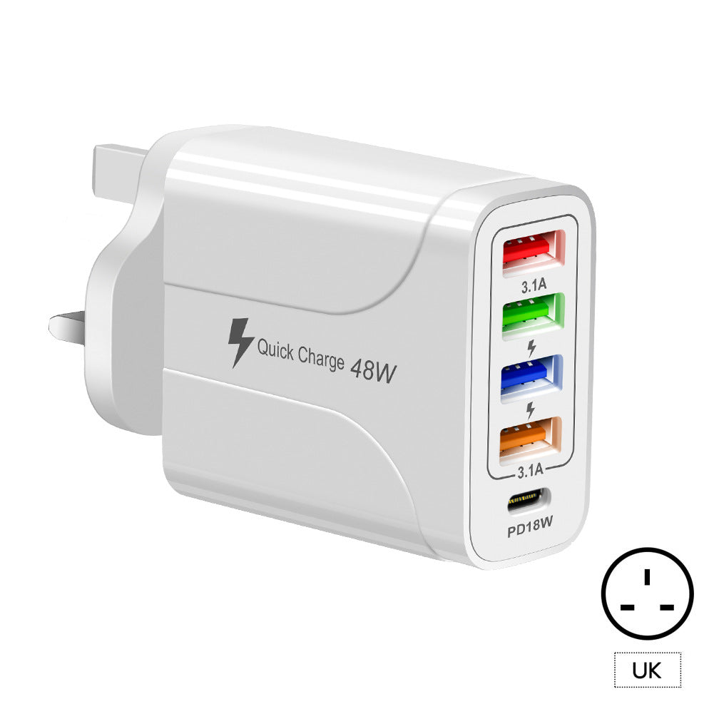 4USB+Type-C matkapuhelimen laturi PD18W 5-in-1 latauspää 48W laturi PD-liitäntä