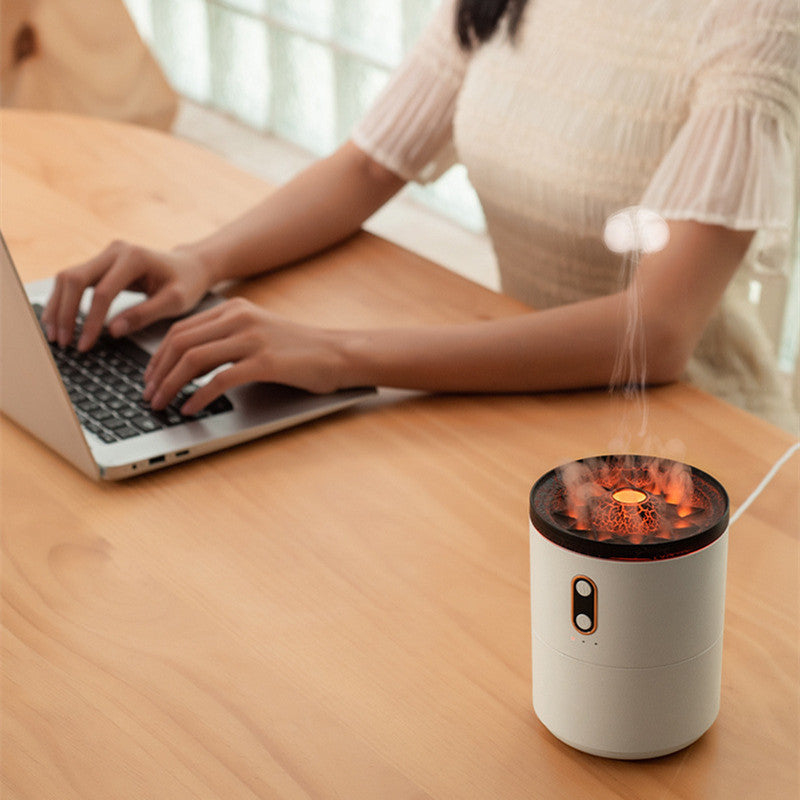 Tulivuoren Liekin Aromaattinen Ilmakostutin & Tuoksudiffuuseri USB-ladattava meduusa-ilmankostutin & yövalo