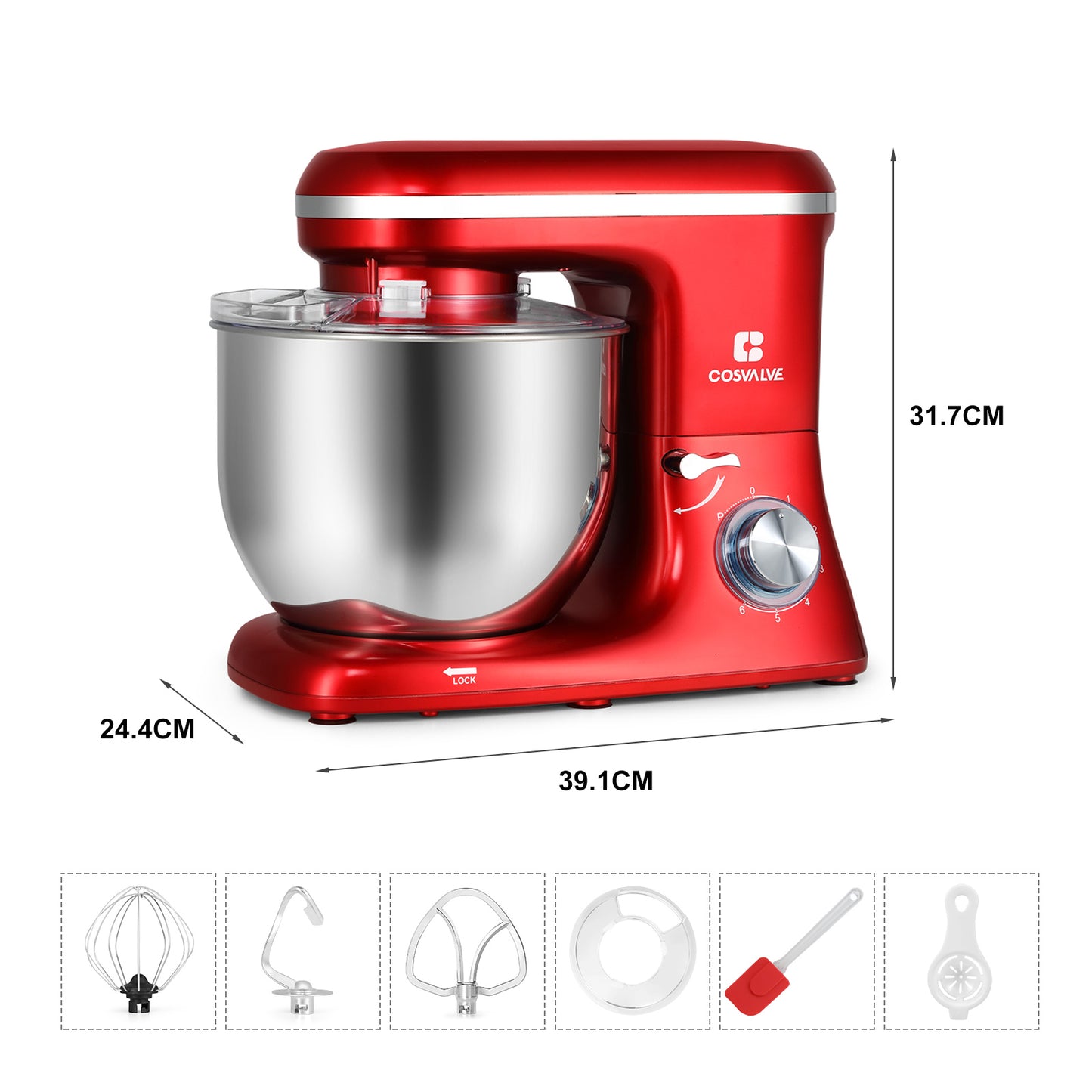 1400W Monitoimikone, 7L ruostumaton teräskulho - Punainen