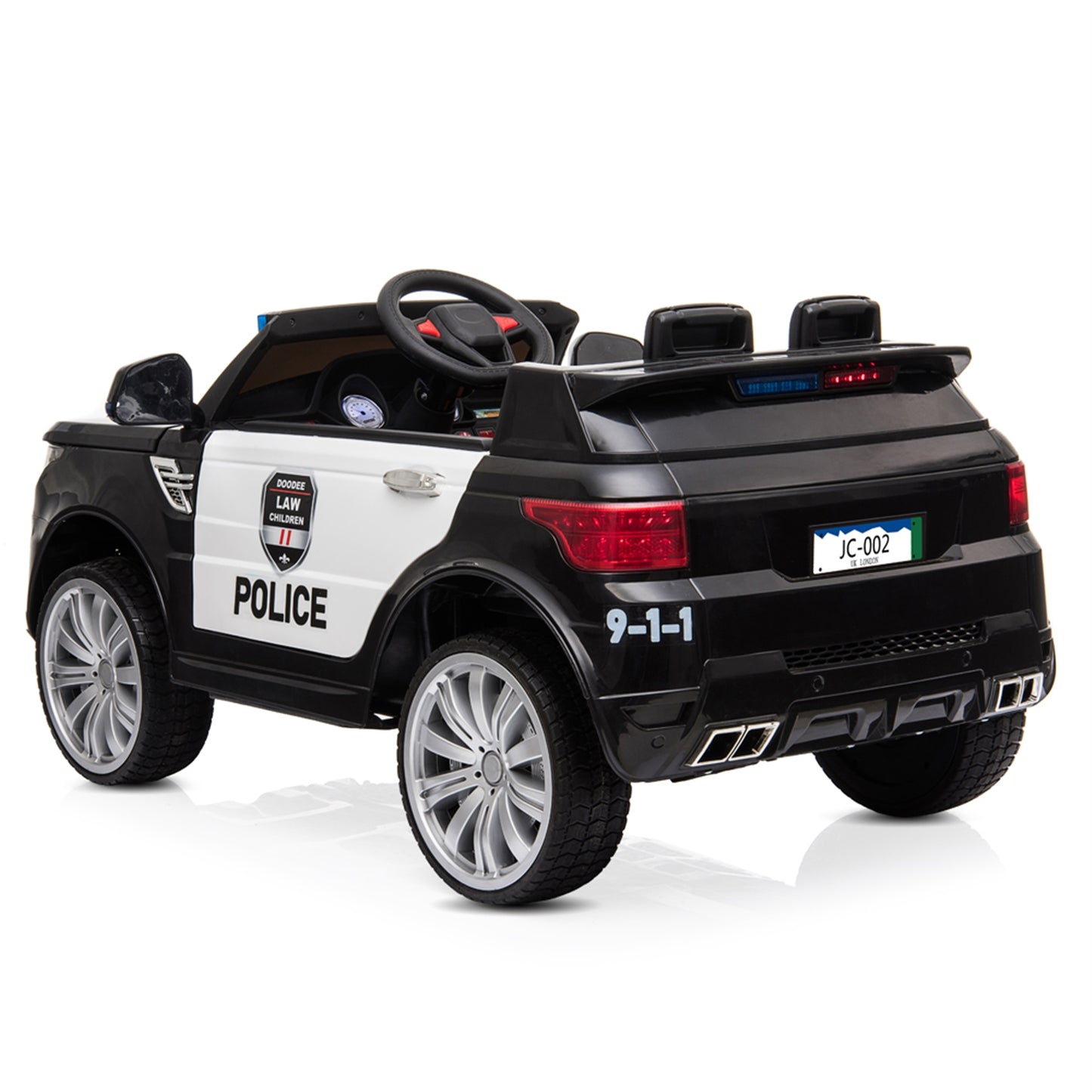 Kaksoisveto 12V 7Ah Poliisiauto 2.4G kaukosäätimellä, musta