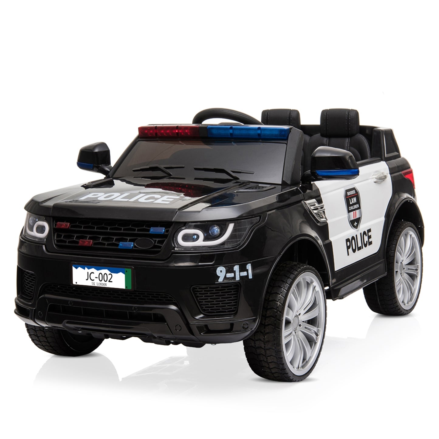 Kaksoisveto 12V 7Ah Poliisiauto 2.4G kaukosäätimellä, musta