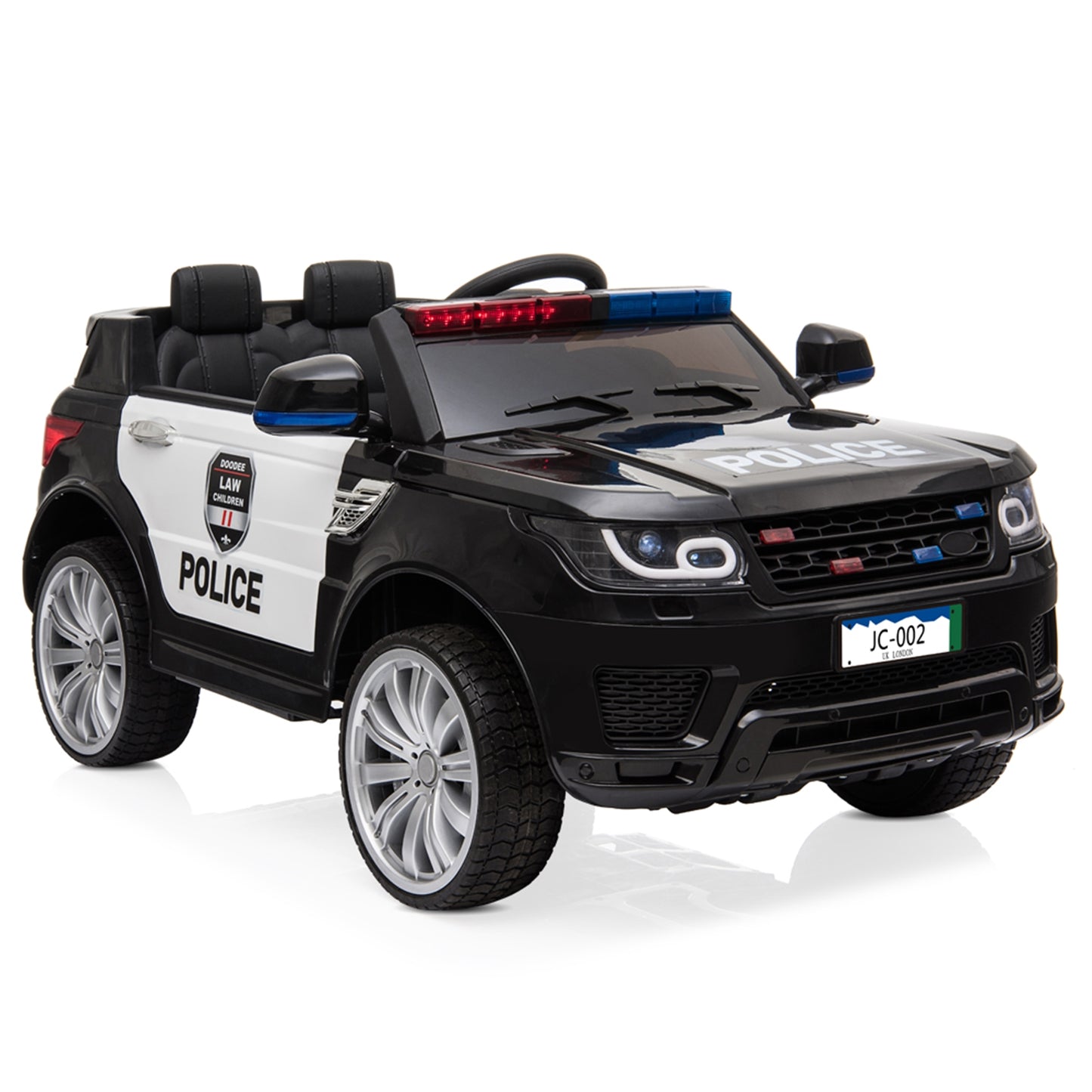 Kaksoisveto 12V 7Ah Poliisiauto 2.4G kaukosäätimellä, musta