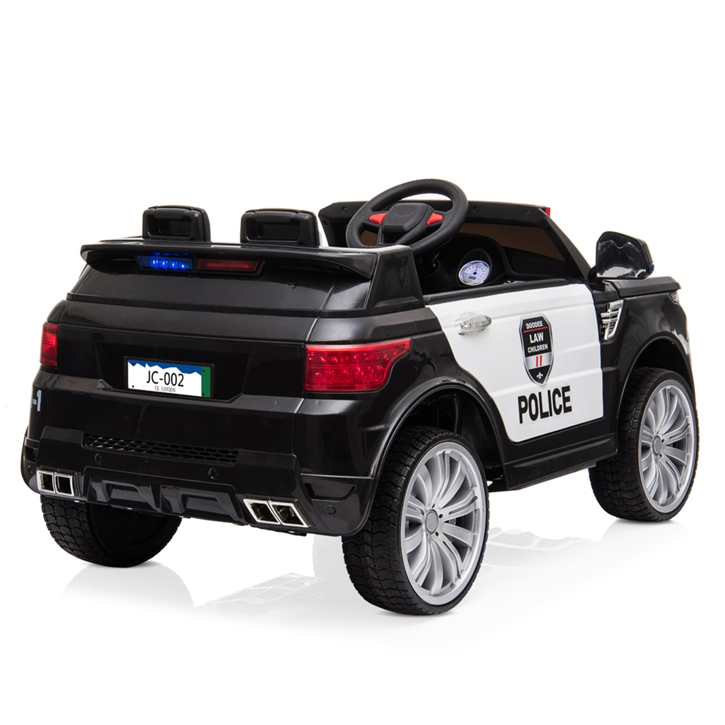 Kaksoisveto 12V 7Ah Poliisiauto 2.4G kaukosäätimellä, musta