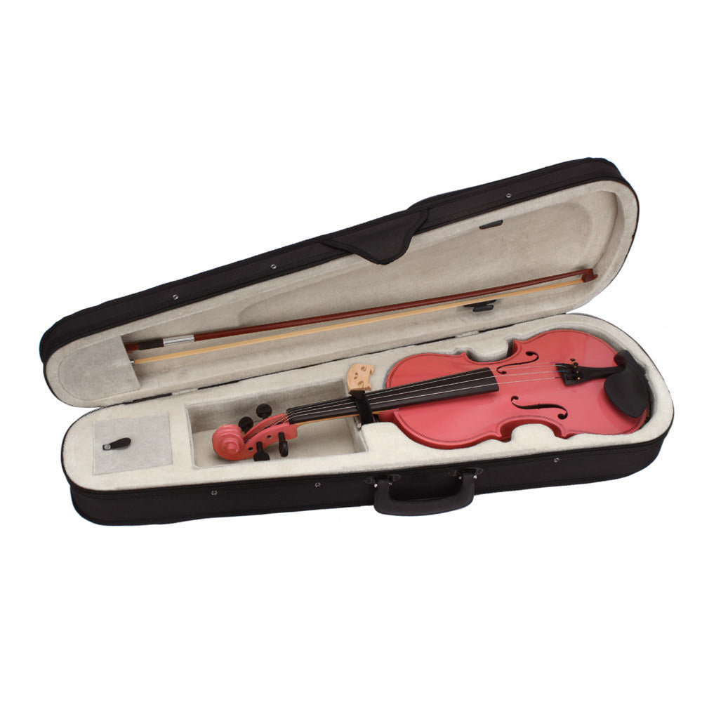 New 4/4 Acoustic Violin Case Bow Rosin Pink