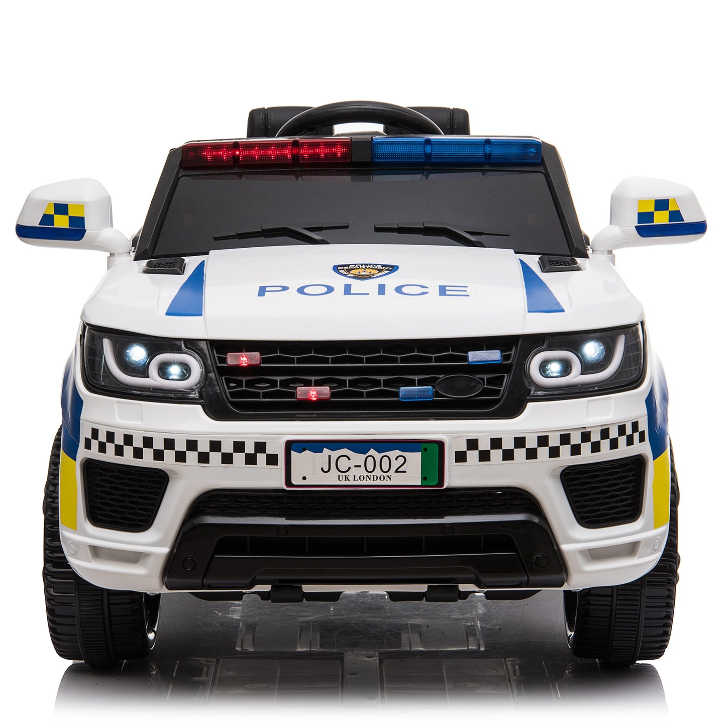 LEADZM Dual Drive 12V 7Ah Poliisiauto 2.4G Kaukosäätimellä, Valkoinen