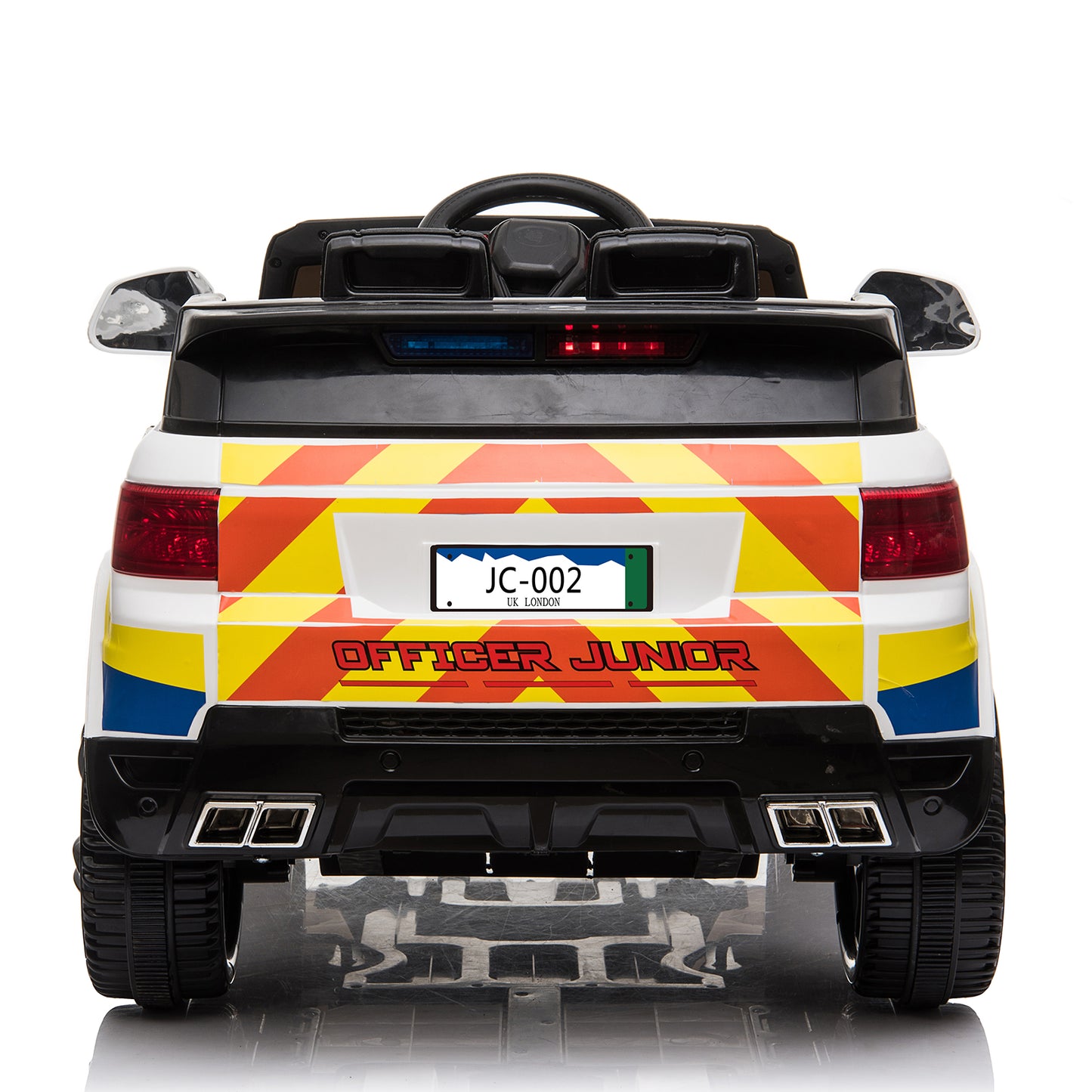LEADZM Dual Drive 12V 7Ah Poliisiauto 2.4G Kaukosäätimellä, Valkoinen