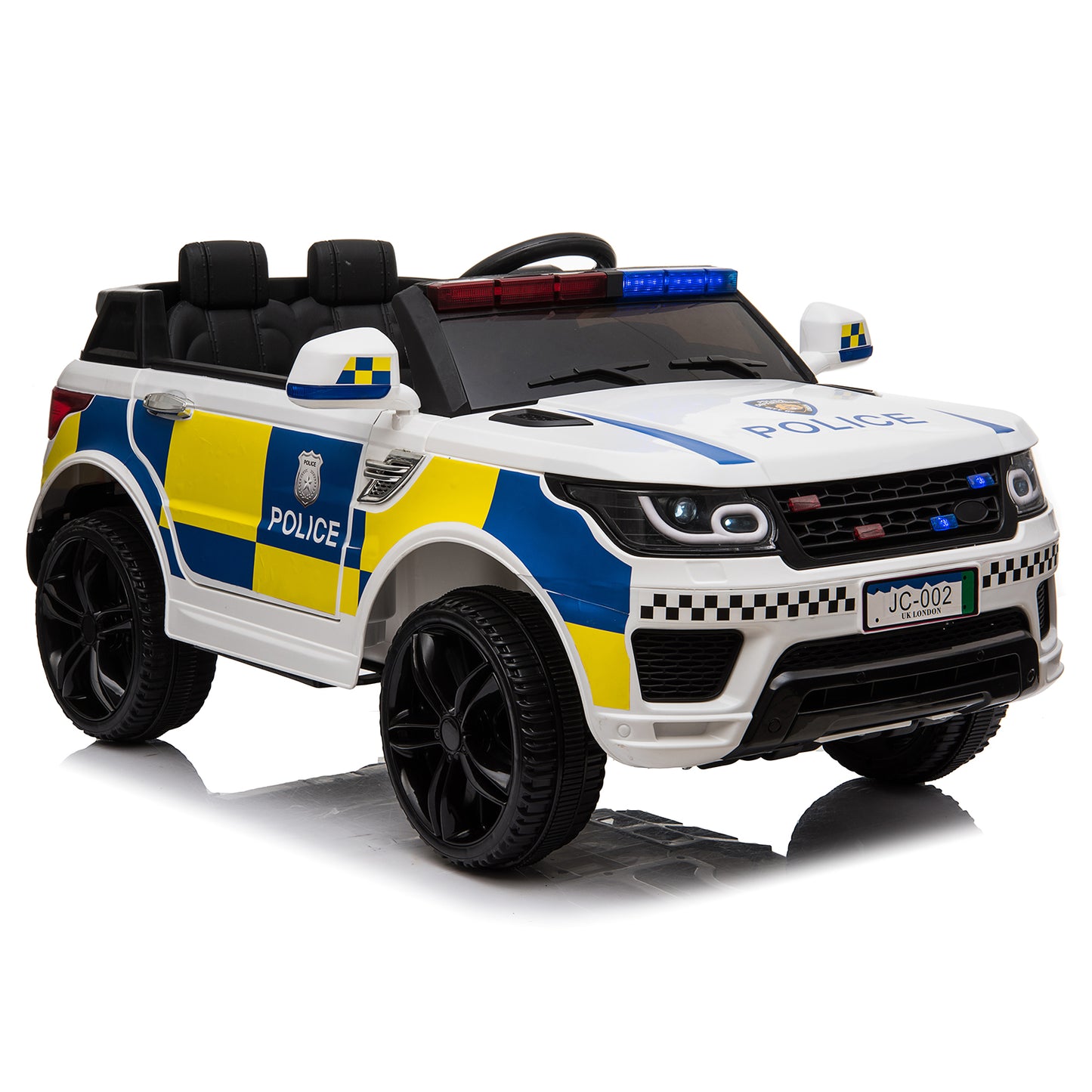 LEADZM Dual Drive 12V 7Ah Poliisiauto 2.4G Kaukosäätimellä, Valkoinen