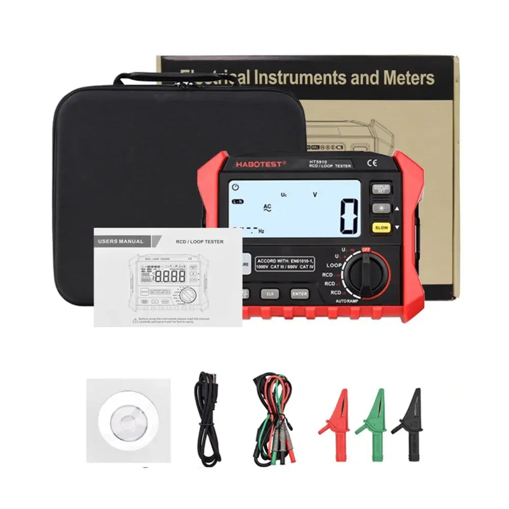 HT5910 4.7-tuumainen suuri LCD-digitaalinen resistanssimittari RCD/Loop-testeri 1000 tietueen tallennus 0-440V vuotokytkimen testaaja