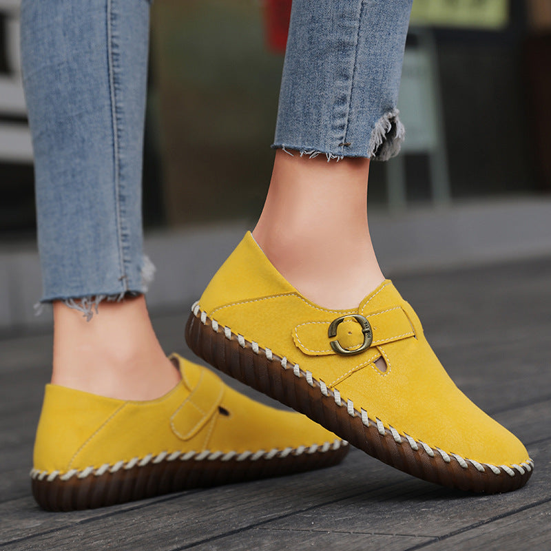 Pehmeäpintainen päällinen naudannahkaa, brittiläinen tyyli, Birkenstock-tyylinen yksittäinen kenkä, ommeltu korealainen versio, mukava aito nahka, naisten