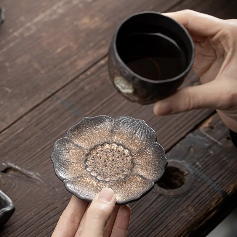 Japanilaistyylinen Kullattu Rautalasitettu Teekuppisetti – Kotitalouden Retro Keraaminen Mestarikuppi ja Teekannu