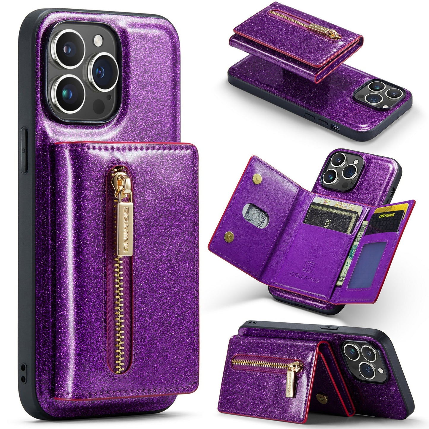 M3 iPhone 14 Pro Max Glitter Lompakkosuoja