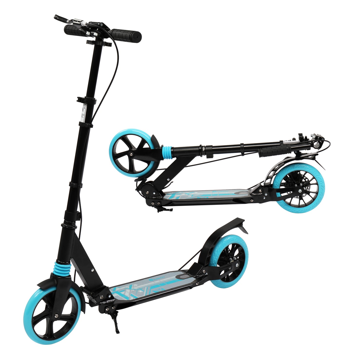 Scooter aikuisille ja nuorille, 3 korkeussäädettävää, helposti taittuva, kaksoisvaimennin