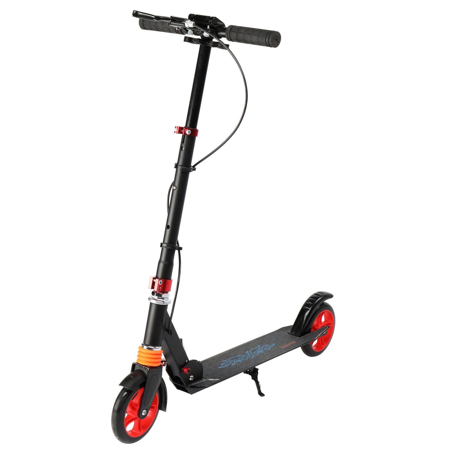 Scooter aikuisille ja nuorille, 3 korkeussäädettävää, helposti taittuva, punainen