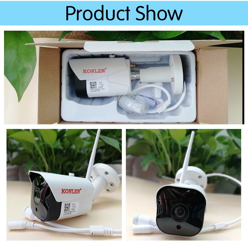 KONLEN WIFI Tuya Smart Life 1080P HD 2MP IP - valvontakamera ulkokäyttöön (Bullet-malli) – Langaton CCTV, toimii Google Home / Alexa
