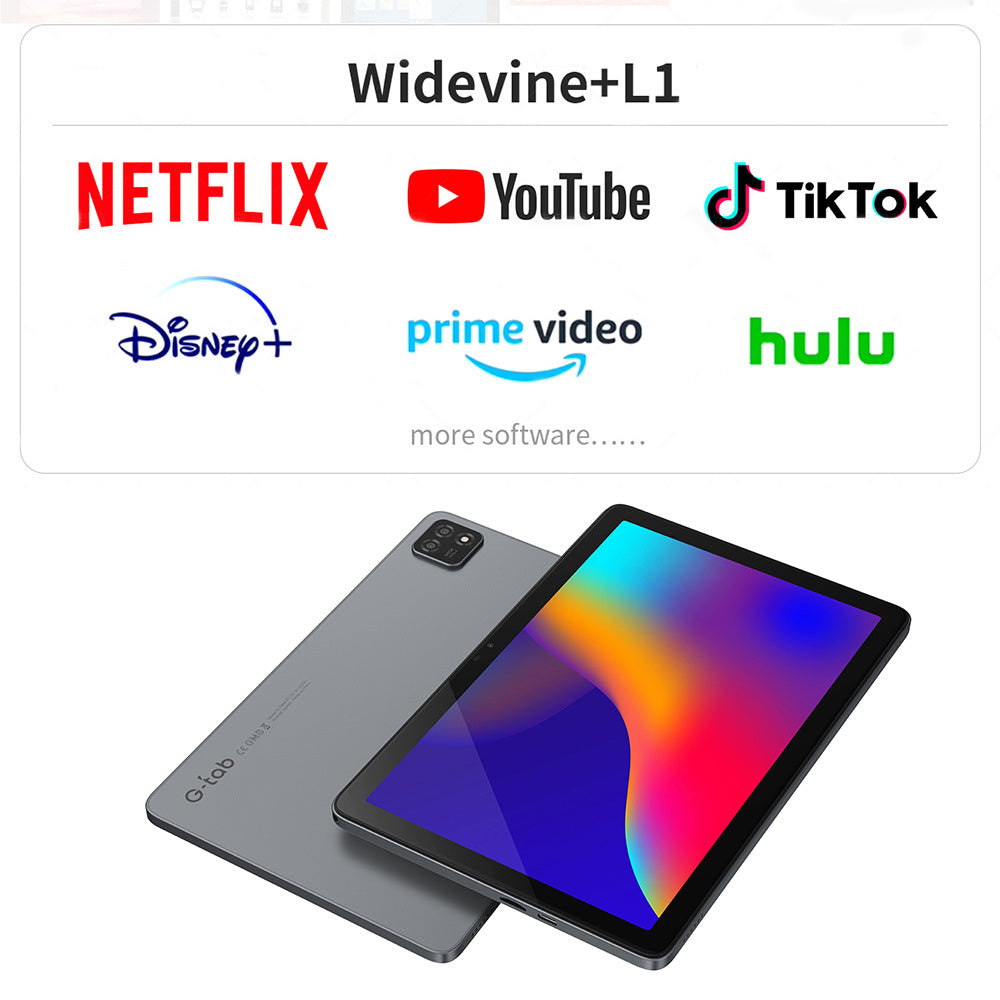 G-tab T9 - tabletti 10,1" Android 14, Rockchip RK3562, 3GB RAM, 64GB ROM, harmaa