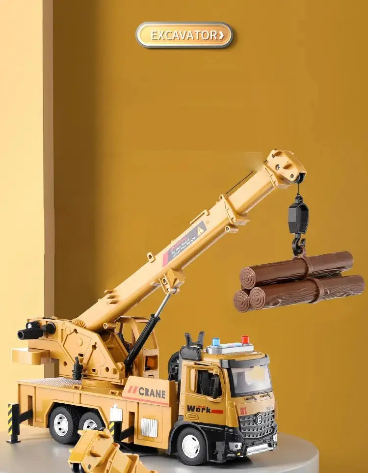 Suuri Nosturikranan Rakennusajoneuvomalli - Metallinen Diecast-Leikkiauto Äänillä ja Valoilla