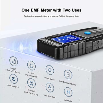 ERICKHILL Digitaalinen EMF-mittari Säteilymittari LCD-näytöllä ja Hälytyksellä