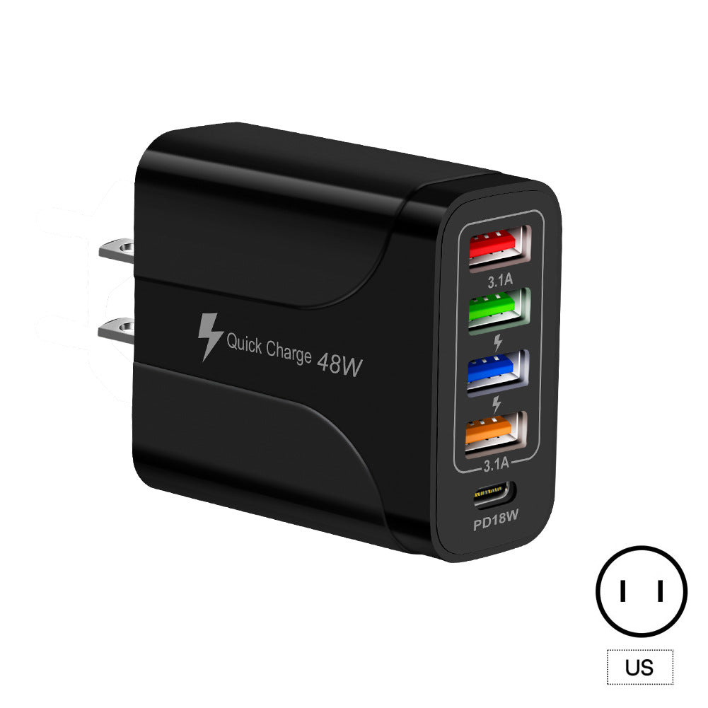 4USB+Type-C matkapuhelimen laturi PD18W 5-in-1 latauspää 48W laturi PD-liitäntä