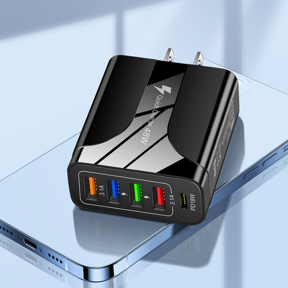 4USB+Type-C matkapuhelimen laturi PD18W 5-in-1 latauspää 48W laturi PD-liitäntä