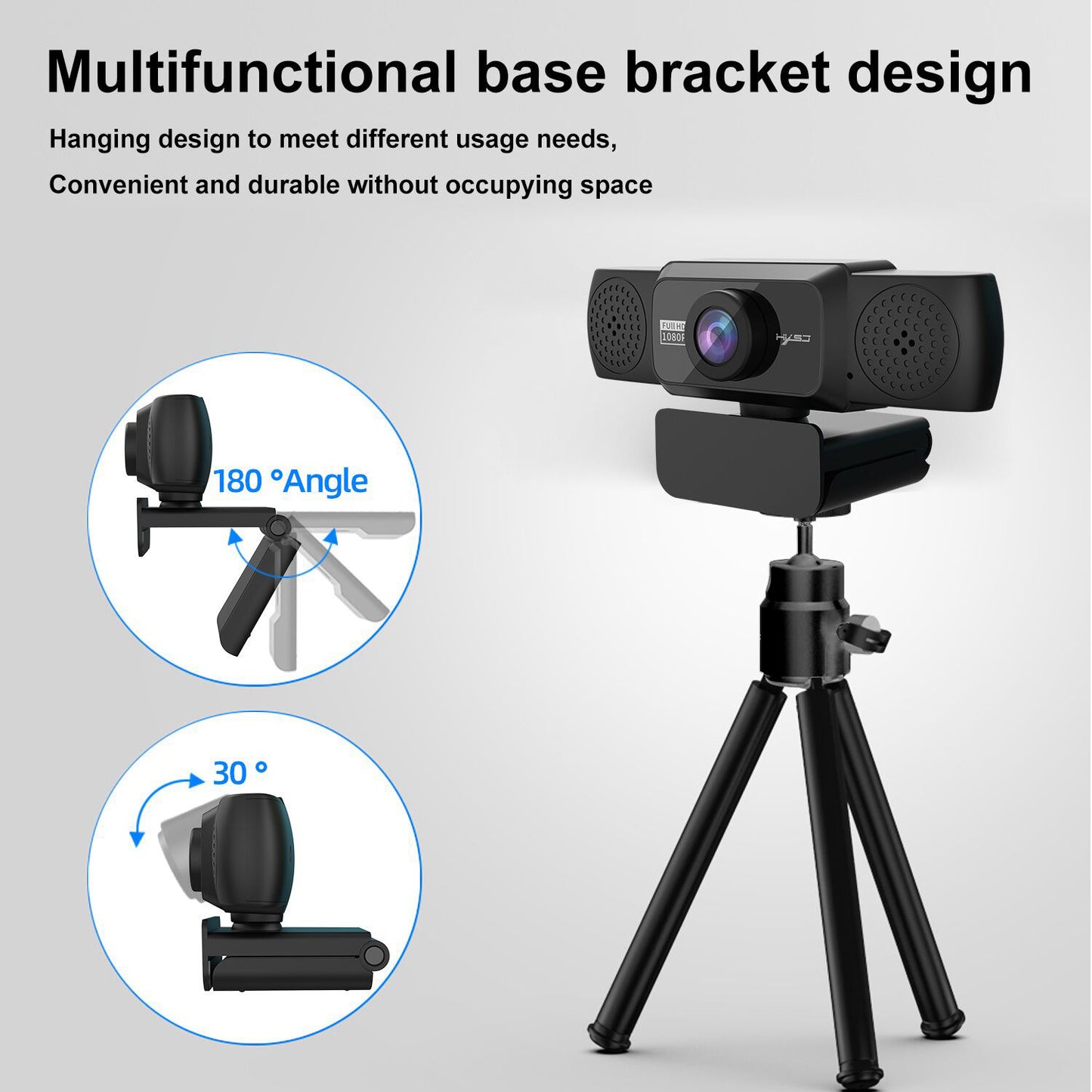 1080P high-definition computer camera with 361080P teräväpiirtoinen tietokonekamera 360 asteen kääntyvällä videoneuvottelutoiminnolla ja verkkokurssien suoratoistoon0 degree rotatable video conferencing and live streaming of online courses