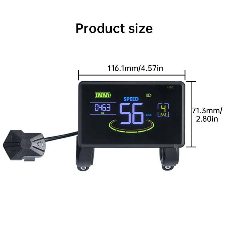 Vedenpitävä värillinen LCD-mittari H6C sähköpyöriin