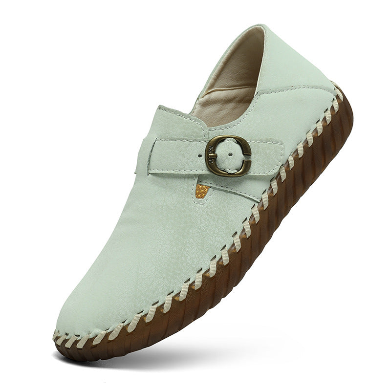 Pehmeäpintainen päällinen naudannahkaa, brittiläinen tyyli, Birkenstock-tyylinen yksittäinen kenkä, ommeltu korealainen versio, mukava aito nahka, naisten