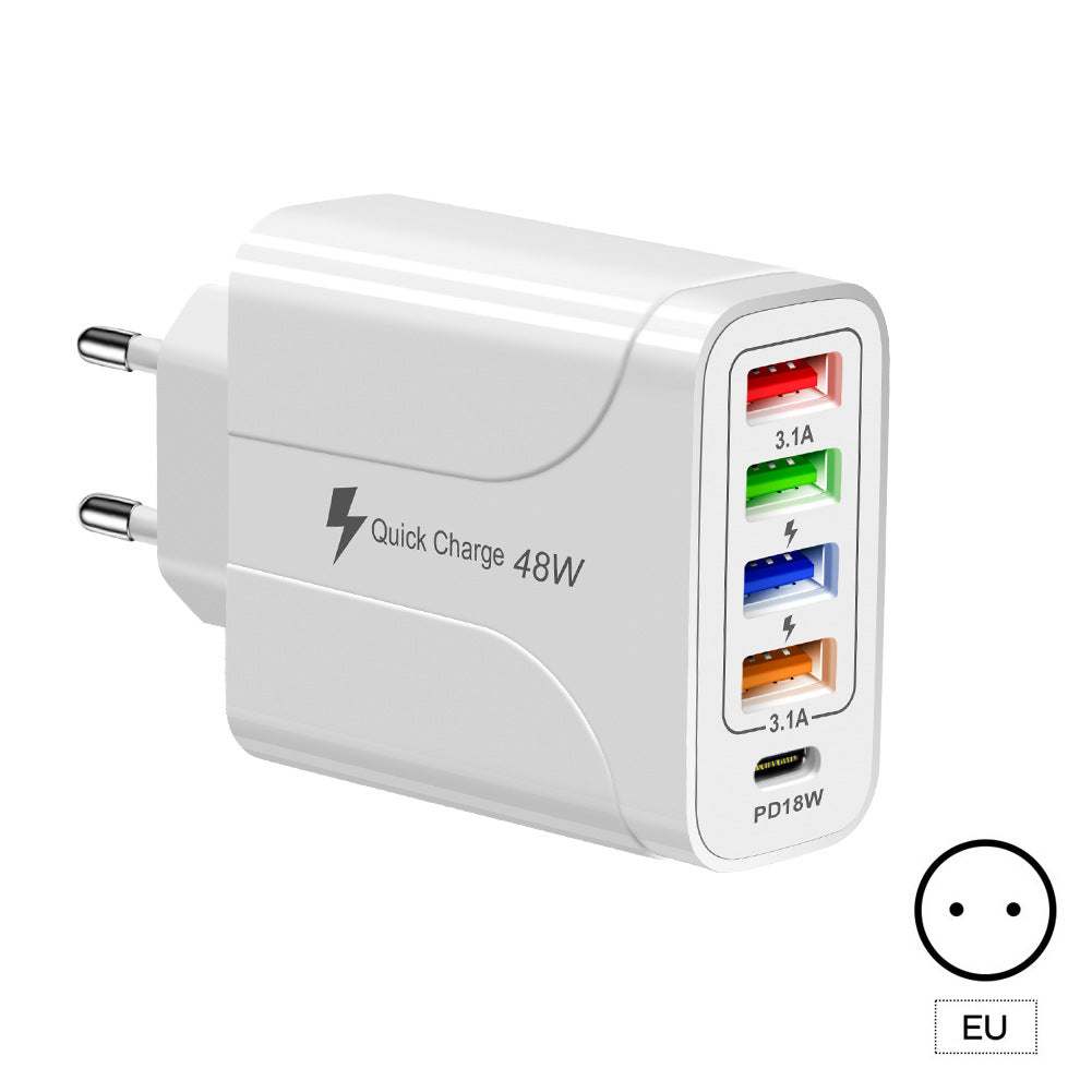 4USB+Type-C matkapuhelimen laturi PD18W 5-in-1 latauspää 48W laturi PD-liitäntä