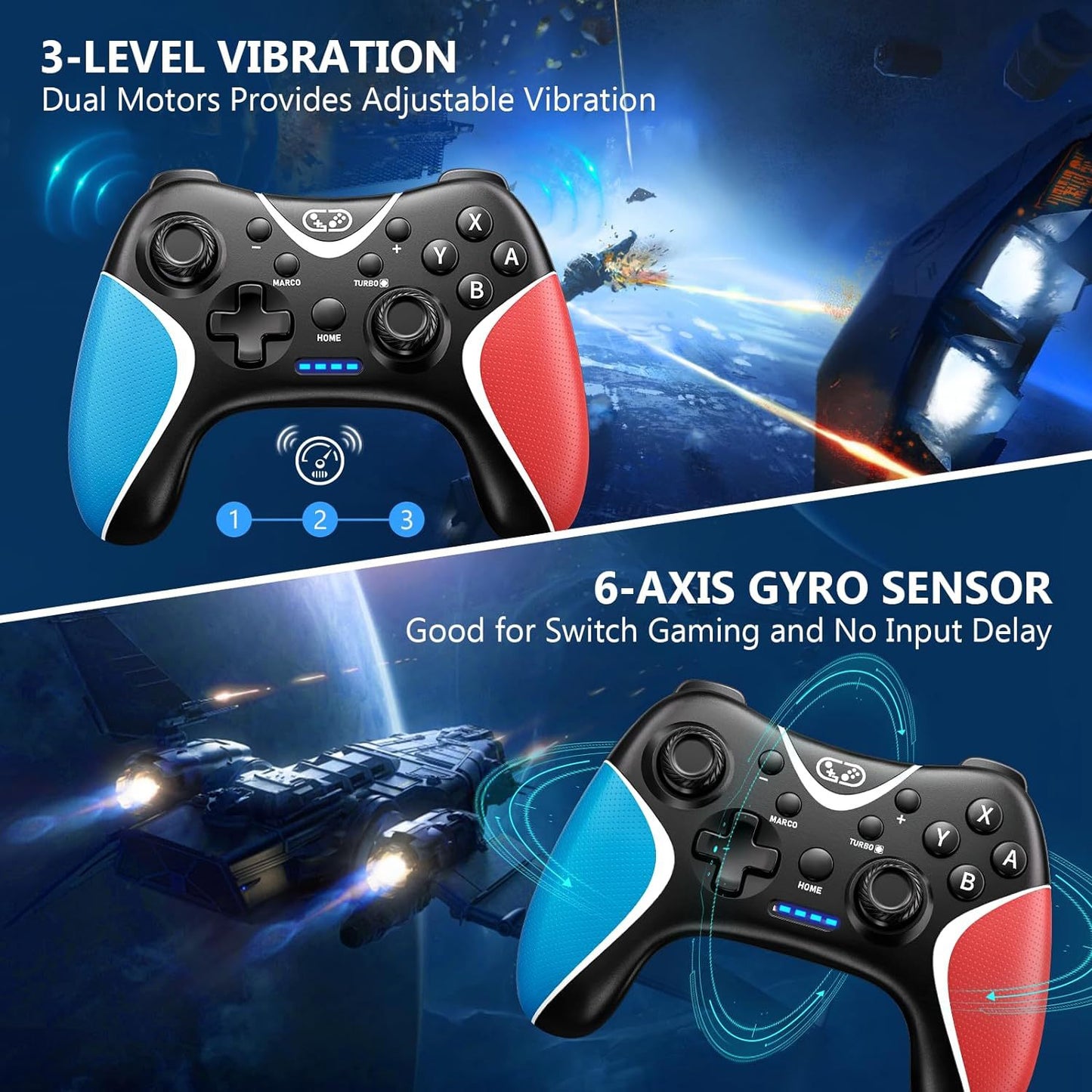 Switch-peliohjain NS-langaton ohjain, mukautettava takanäppäinten ohjelmointi, jatkuva Bluetooth-langaton ohjain