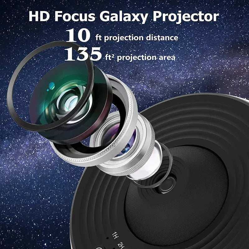Yövalo – Galaxy-projektori, tähtitaivasprojektori, 360° pyörivä planetaario-lamppu lastenhuoneeseen, lahjaksi tai koristeeksi