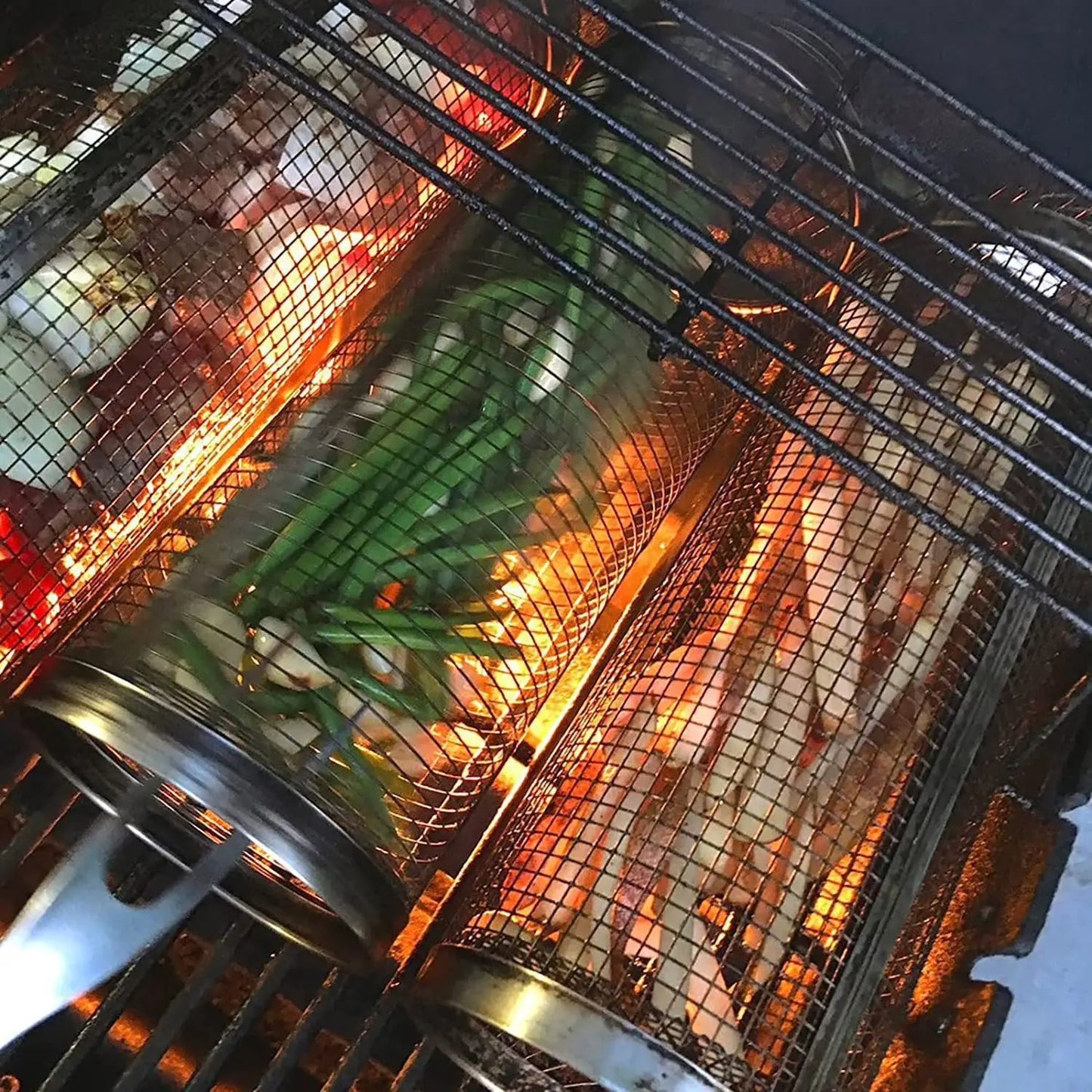 Rullattava Grillikori - Metalli BBQ Koriverkko Ulkoiluun ja Leirintään