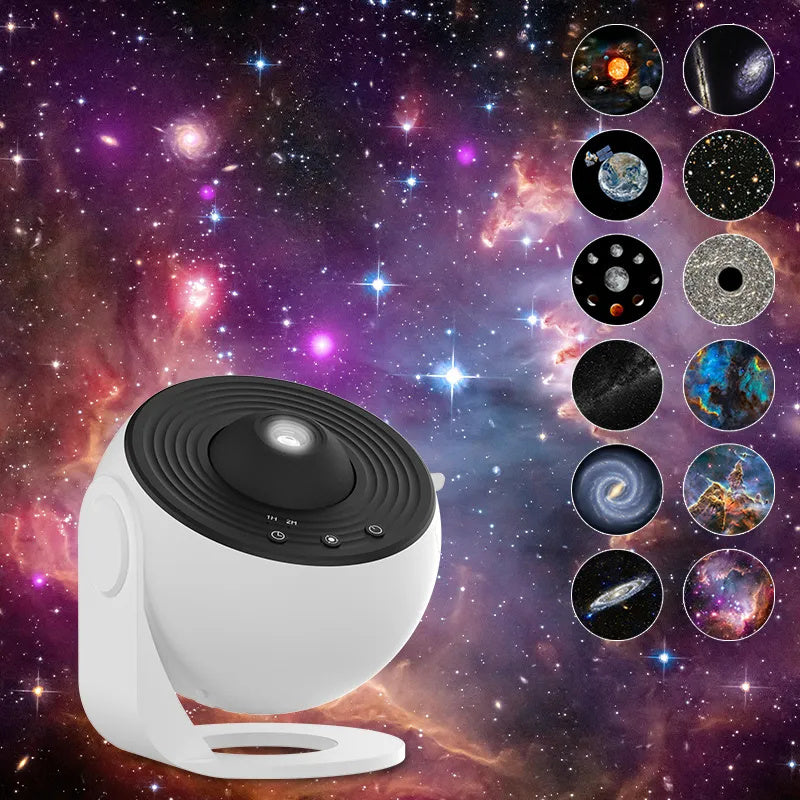 Yövalo – Galaxy-projektori, tähtitaivasprojektori, 360° pyörivä planetaario-lamppu lastenhuoneeseen, lahjaksi tai koristeeksi