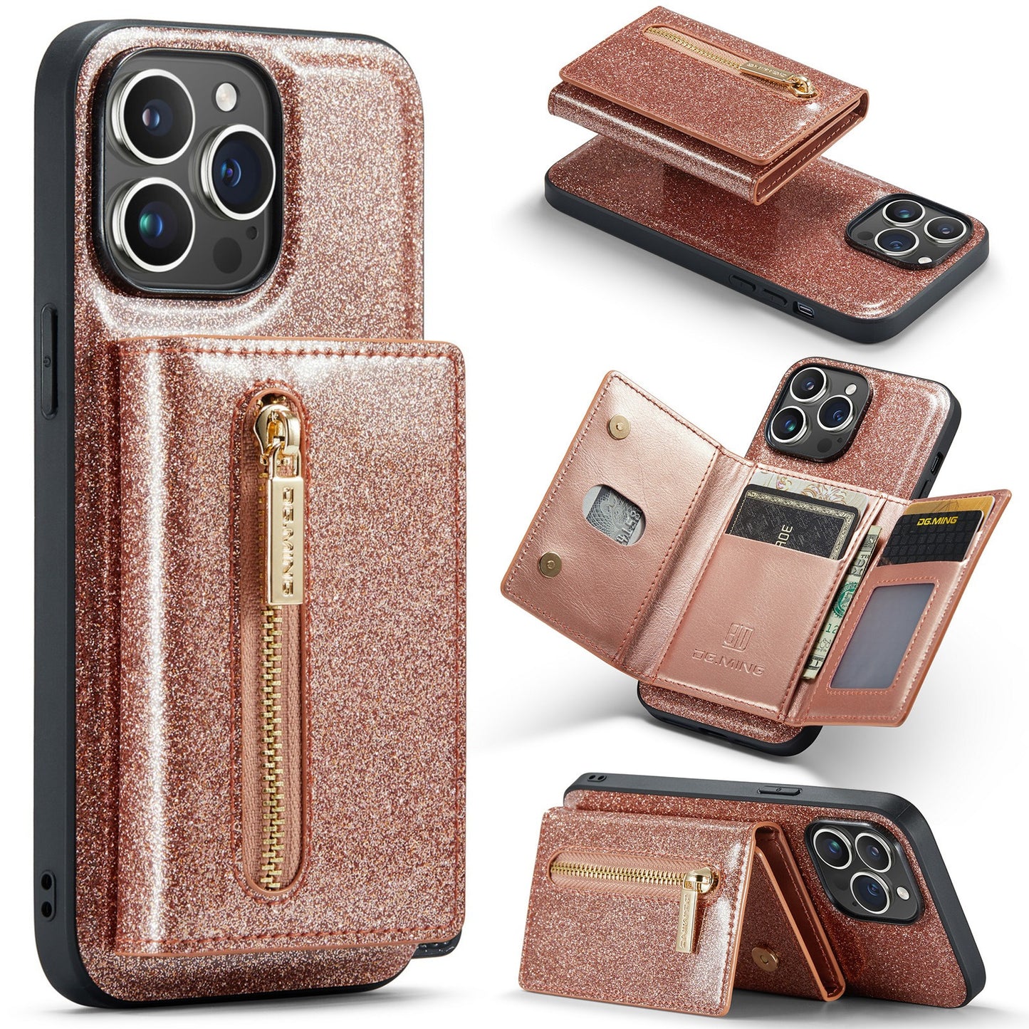 M3 iPhone 14 Pro Max Glitter Lompakkosuoja