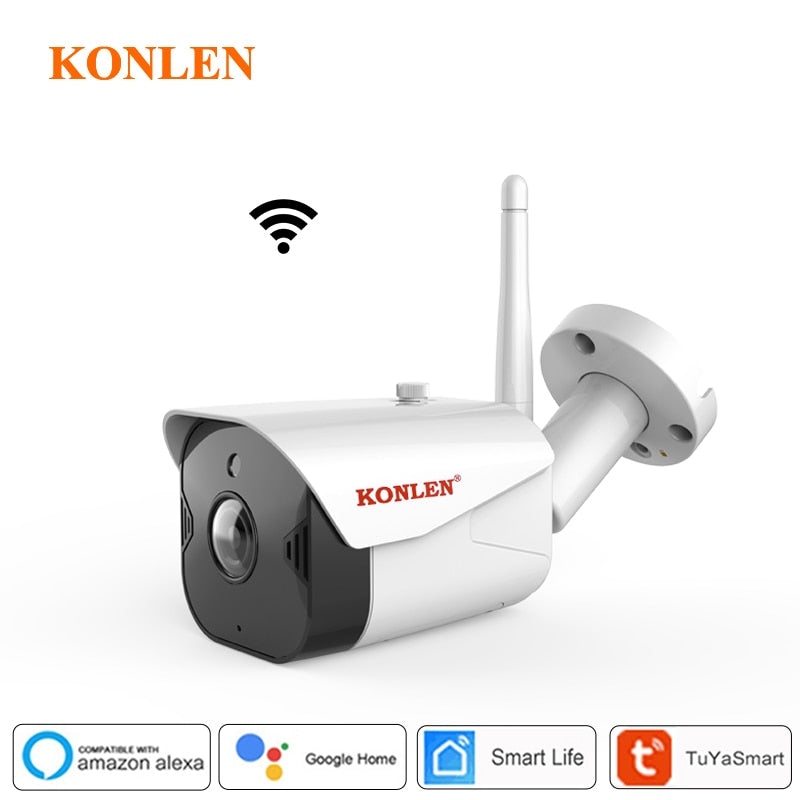 KONLEN WIFI Tuya Smart Life 1080P HD 2MP IP - valvontakamera ulkokäyttöön (Bullet-malli) – Langaton CCTV, toimii Google Home / Alexa