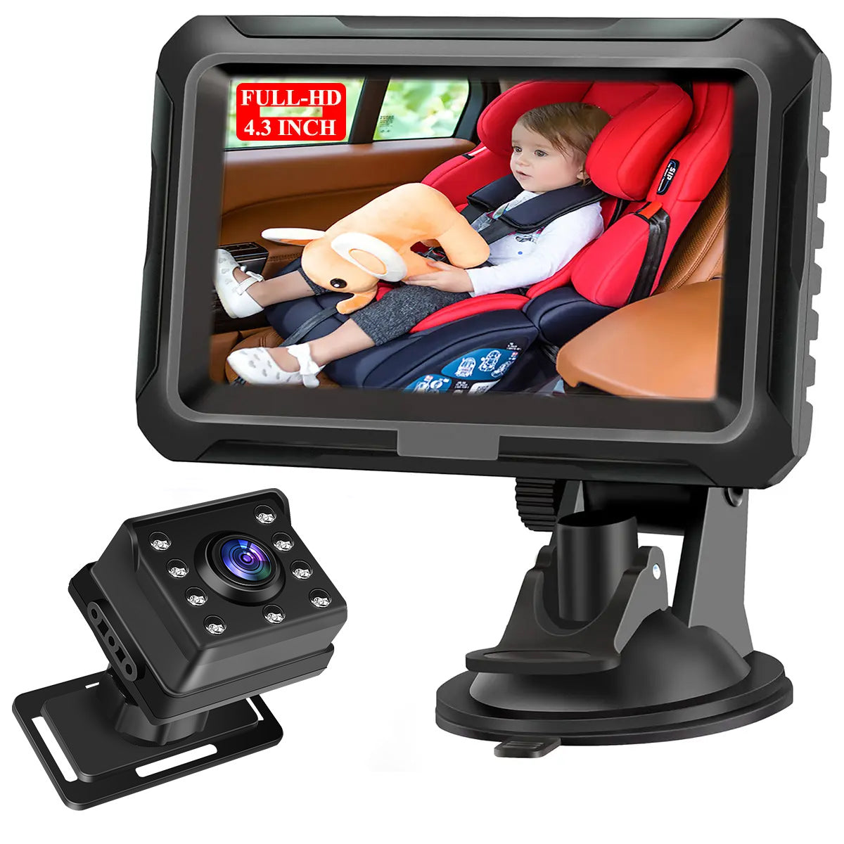 4,3 tuuman HD 1080P autovauvan valvontajärjestelmä – Auton vauvakamera ja peili