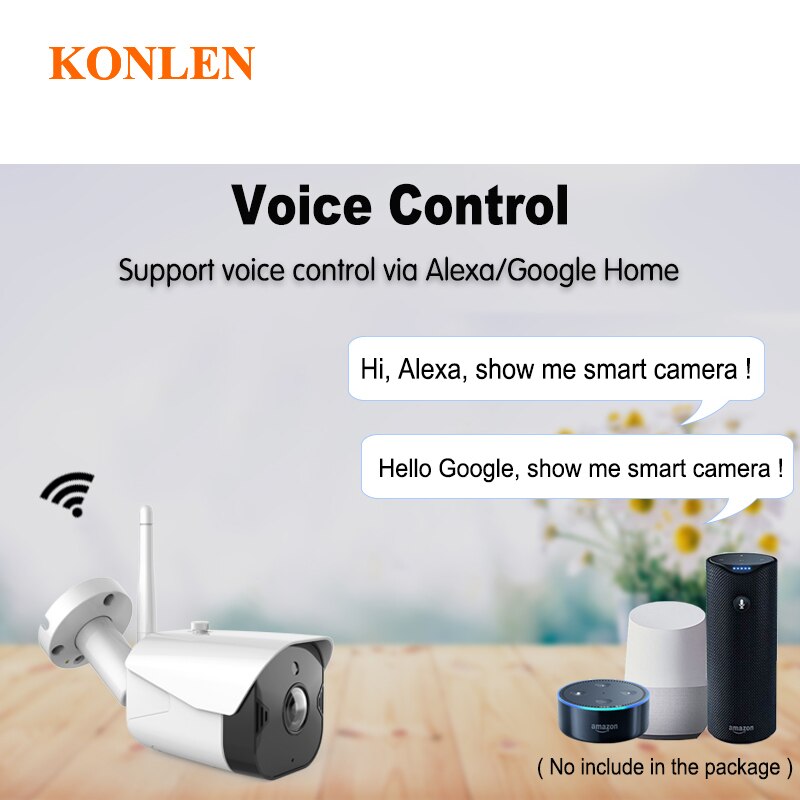 KONLEN WIFI Tuya Smart Life 1080P HD 2MP IP - valvontakamera ulkokäyttöön (Bullet-malli) – Langaton CCTV, toimii Google Home / Alexa