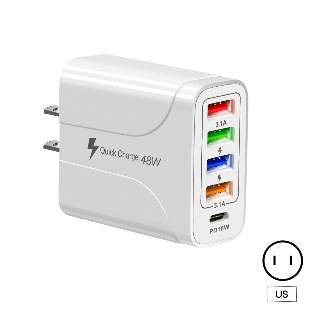 4USB+Type-C matkapuhelimen laturi PD18W 5-in-1 latauspää 48W laturi PD-liitäntä
