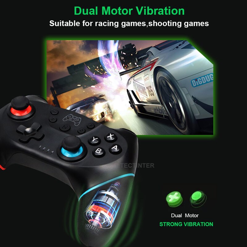 Langaton Bluetooth-peliohjain Nintendo Switch Prolle – NS-Switch Pro - peliohjain, joystick-ohjain 6-akselin kahvalla Switch-konsolille