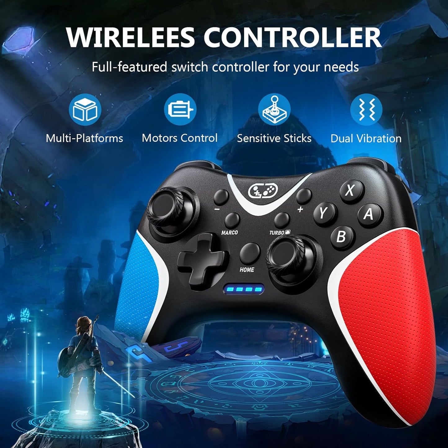 Switch-peliohjain NS-langaton ohjain, mukautettava takanäppäinten ohjelmointi, jatkuva Bluetooth-langaton ohjain