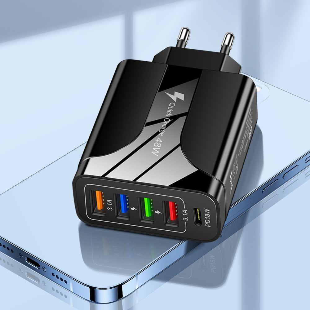 4USB+Type-C matkapuhelimen laturi PD18W 5-in-1 latauspää 48W laturi PD-liitäntä
