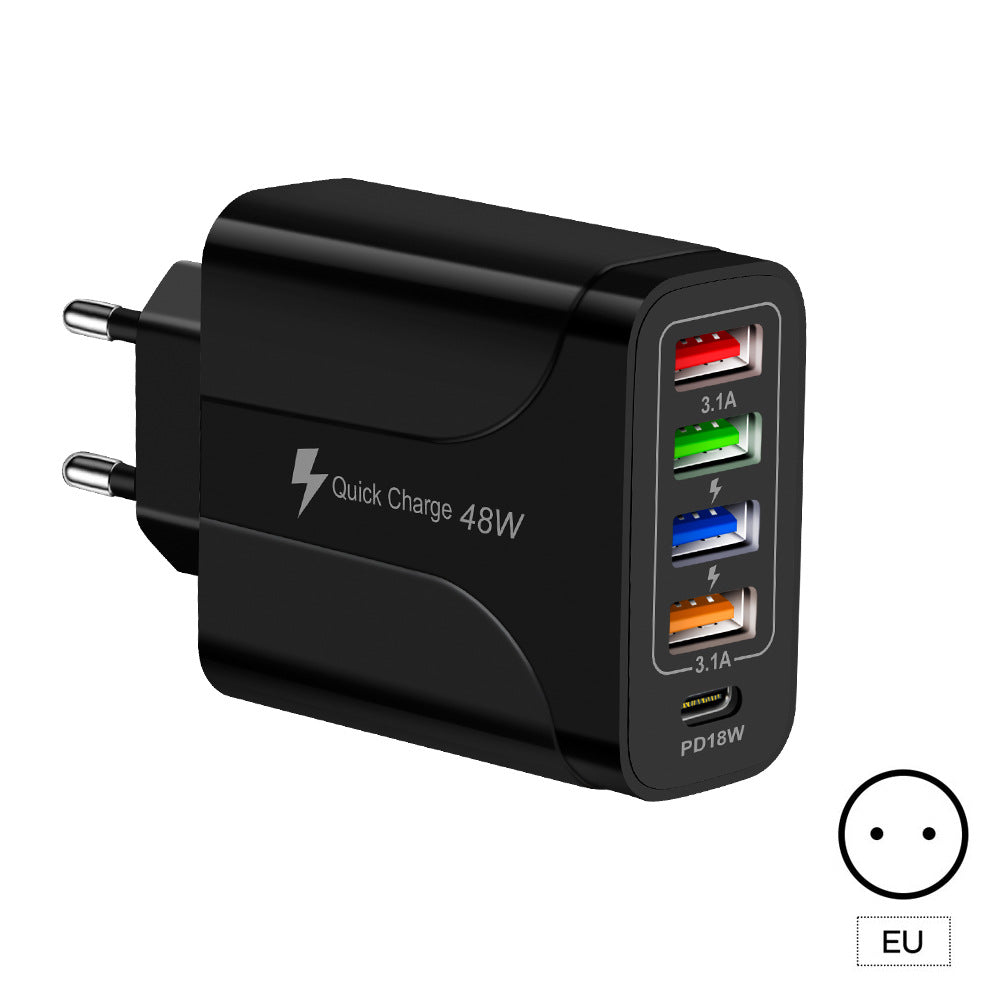 4USB+Type-C matkapuhelimen laturi PD18W 5-in-1 latauspää 48W laturi PD-liitäntä