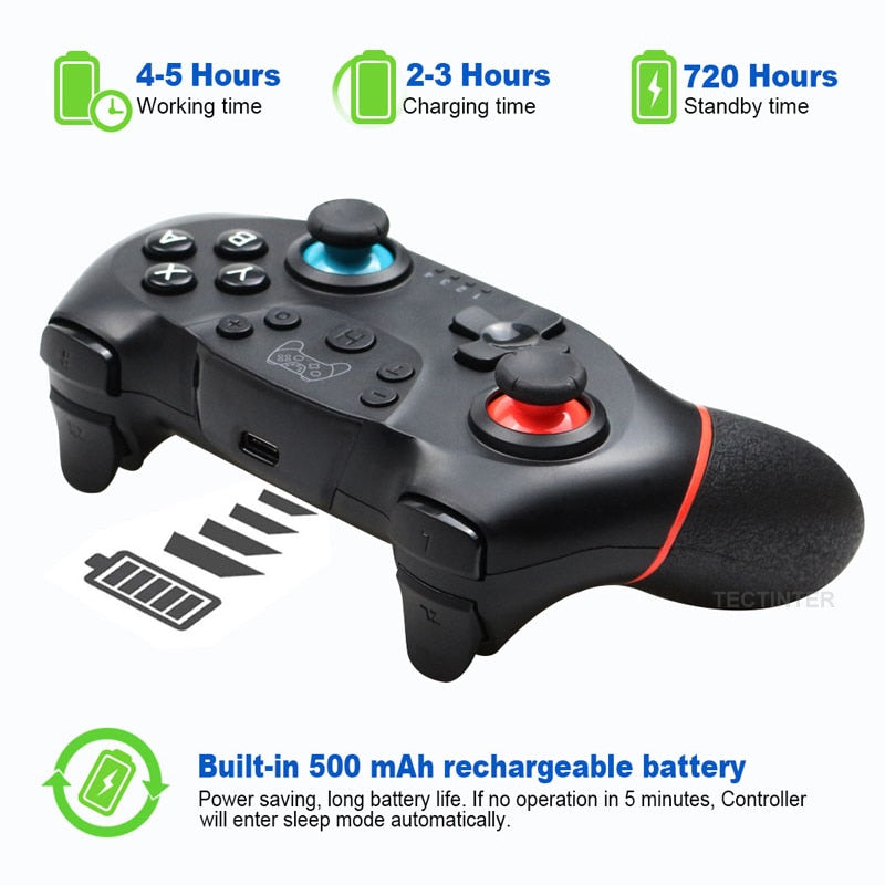 Langaton Bluetooth-peliohjain Nintendo Switch Prolle – NS-Switch Pro - peliohjain, joystick-ohjain 6-akselin kahvalla Switch-konsolille