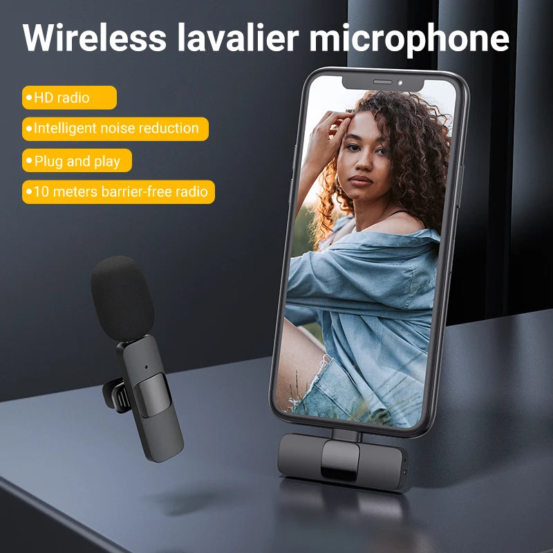 MAMEN Langaton Vloggauspaketti – Puhelinjalusta, Lavalier-mikrofoni ja LED-valo iPhone - ja Android-älypuhelimille – Suoralähetyssetti