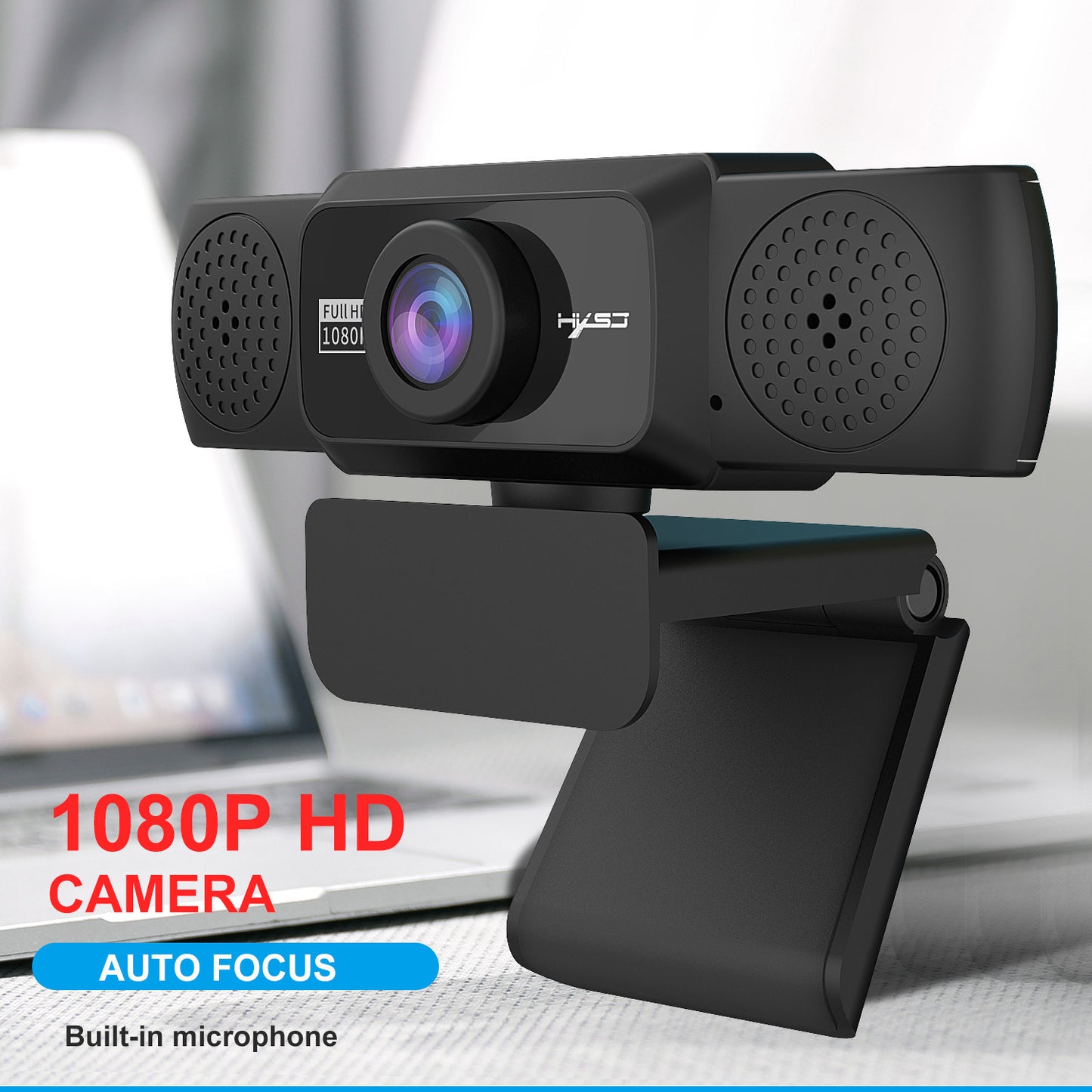 1080P high-definition computer camera with 361080P teräväpiirtoinen tietokonekamera 360 asteen kääntyvällä videoneuvottelutoiminnolla ja verkkokurssien suoratoistoon0 degree rotatable video conferencing and live streaming of online courses