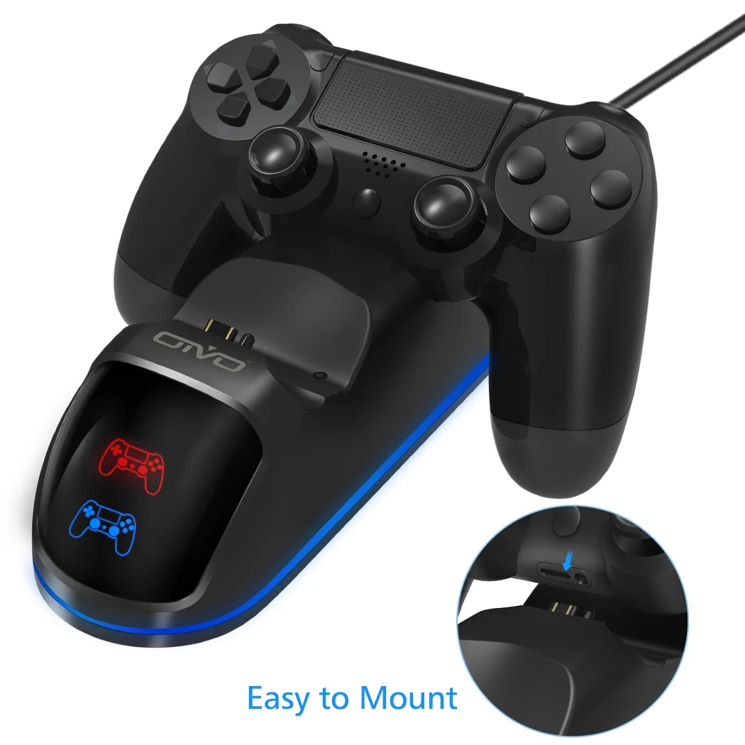 OIVO – Nopea PS4-ohjainten lataustelakka, kaksoislatausteline tilanäytöllä PlayStation 4/PS4 Slim/PS4 Pro - malleille
