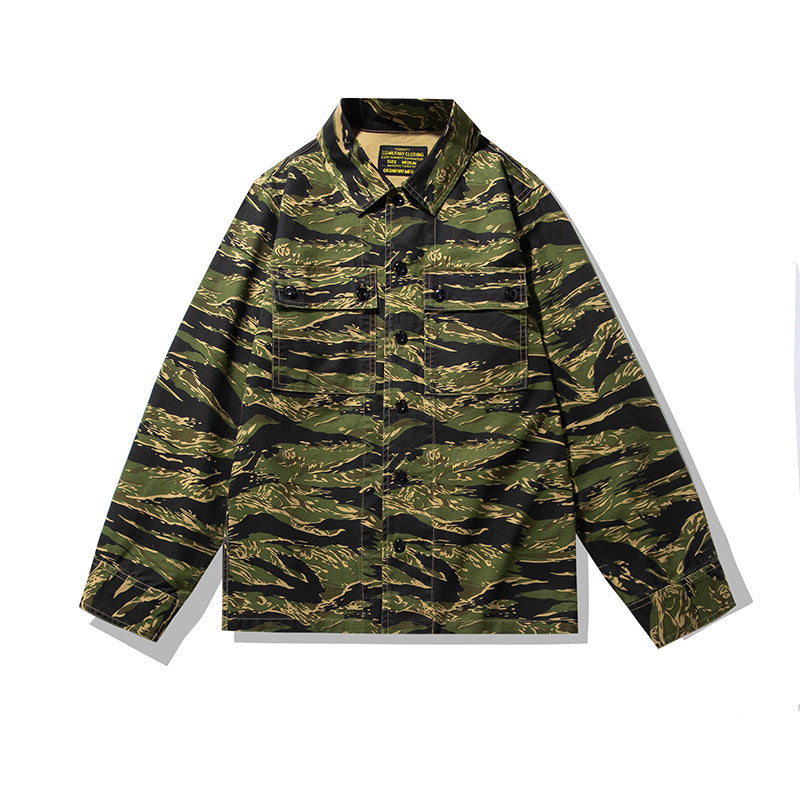 Tiikerikuvioitu maastotyövaateshirt, pitkähihainen
