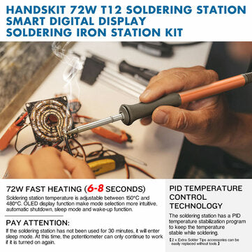 HANDSKIT ST12A 2-in-1 Kuumailmapuhallin Juotosasema - OLED-digitaalinen Säädin, Automaattinen Lepotila, Nopea Lämpeneminen